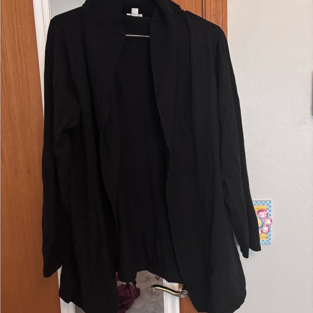 Elegant Black Open Front Cardigan